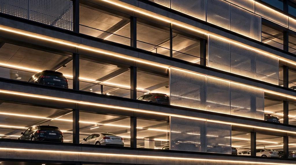 Technik und Zustand von Parkhäusern-Immobilien Parkhaus-Immobilien mit Stellplätze und technischer Ausstattung